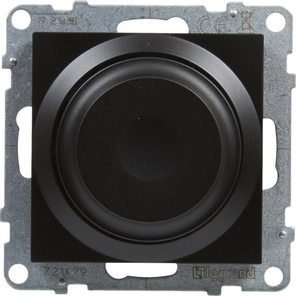 Legrand SUNO - Περιστροφικός ροοστάτης - 240 V~ - 50 Hz - 5 - 75 W (10 λάμπες μέγ.) για LED λάμπες με δυνατότητα ρύθμισης φωτεινότητας - χωρίς ουδέτερο ακροδέκτη, Μαύρο - Legrand 721479 himp