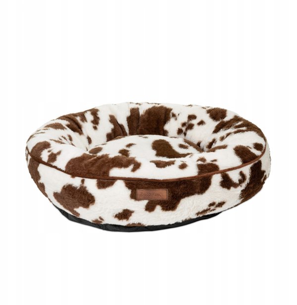 Pets Collection Κρεβάτι Σκύλου με Σχέδιο Καφέ Κηλίδες Αγελάδας, 65x65x18cm, με Φερμουάρ