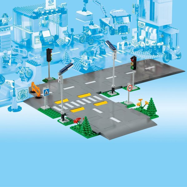 LEGO City 60304 Πλάκες Δρόμου - Σετ Κατασκευής με Φωτεινούς Σήματα και Δέντρα