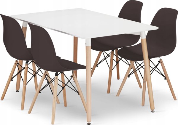 Leobert Σετ ορθογώνιο τραπέζι ADRIA 120x80 λευκό + 4 καρέκλες OSAKA καφέ
