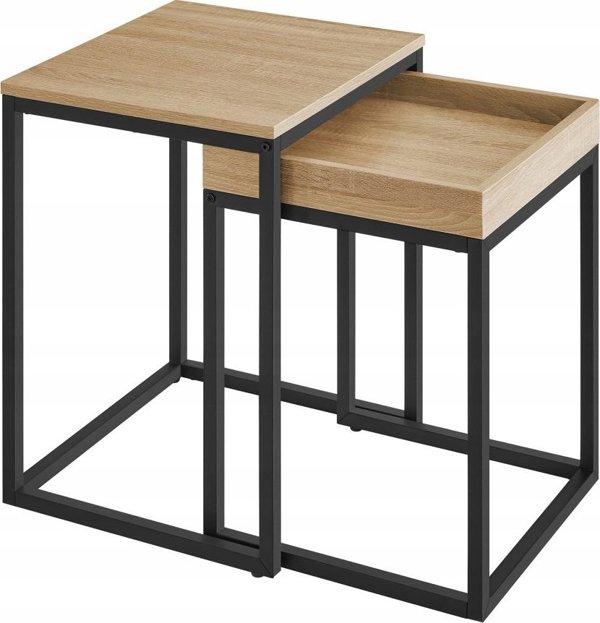 Leobert Σετ 2 Τραπεζάκια Καφέ LNT02N11, Χρώμα Sonoma, Μοντέρνο Design
