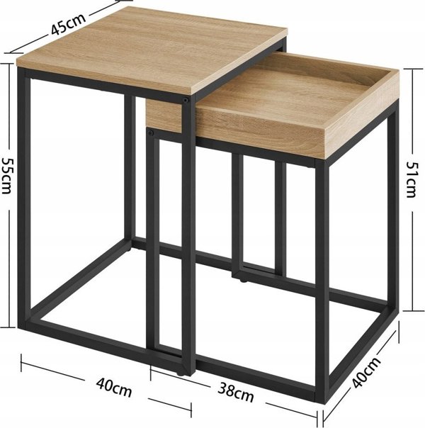 Leobert Σετ 2 Τραπεζάκια Καφέ LNT02N11, Χρώμα Sonoma, Μοντέρνο Design