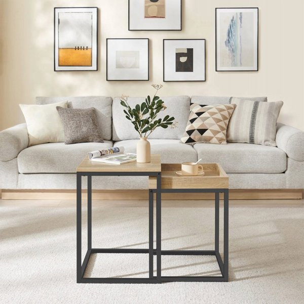 Leobert Σετ 2 Τραπεζάκια Καφέ LNT02N11, Χρώμα Sonoma, Μοντέρνο Design