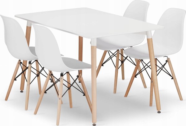 Leobert Σετ ορθογώνιο τραπέζι ADRIA 120x80 λευκό + 4 καρέκλες OSAKA λευκές