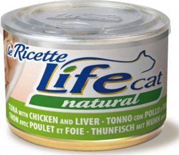 Life Pet Care Life Cat La Ricette Υγρή Τροφή για Γάτες, Τόνος με Κοτόπουλο και Συκώτι, 150g