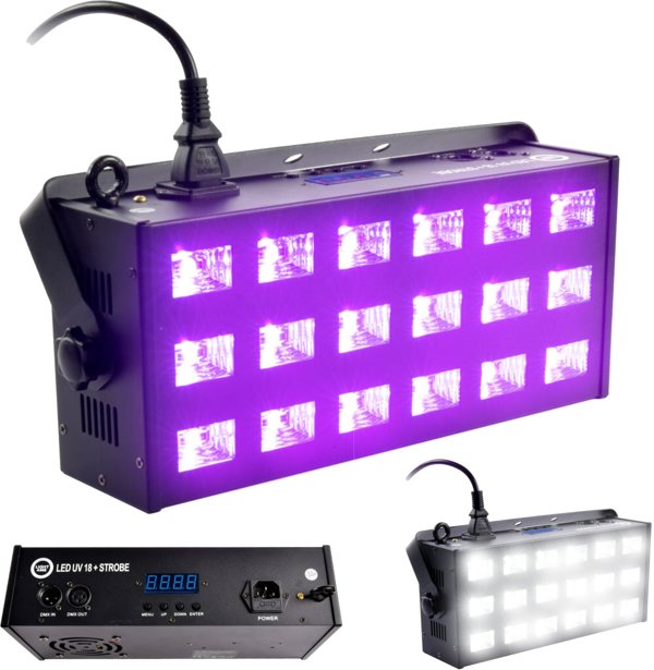LIGHT4ME LED UV 18x3W προβολέας + στροβοσκόπιο DMX