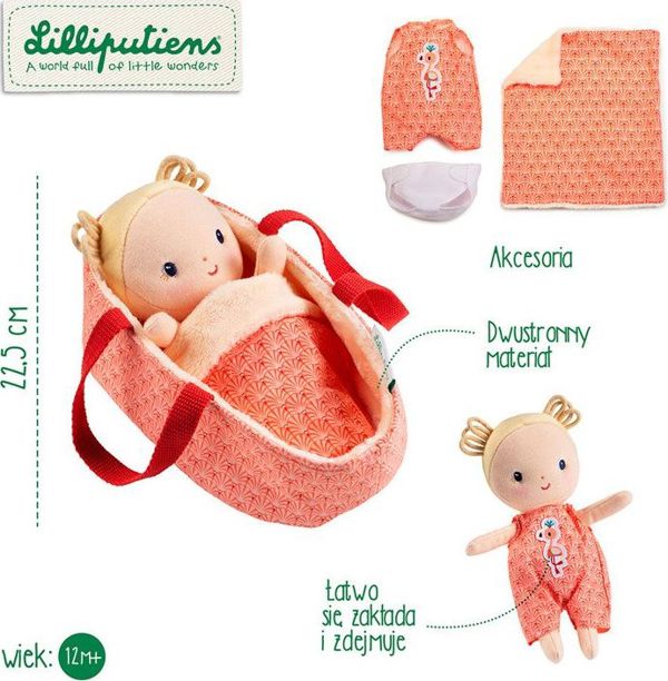 Lilliputiens Κούκλα Anais μωρό σε καλαθάκι με ρουχαλάκι και κουβερτούλα