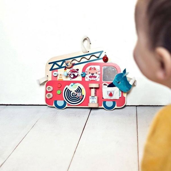 Lilliputiens Ξύλινη Πίνακας Δραστηριοτήτων Πυροσβεστικό Όχημα Ρινόκερος Marius 9+m