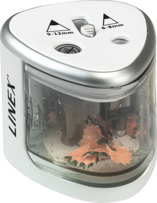 Linex Linex 400114752, Ηλεκτρική ξύστρα μολυβιών, Ασημί, Λευκό, 1.2 εκ, 6 χιλ, Κουτί, 75 χιλ