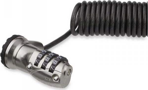 StarTech LTLOCK3DCOIL Καλώδιο Ασφαλείας με Κλειδαριά Συνδυασμού, 1.83 m, Μαύρο