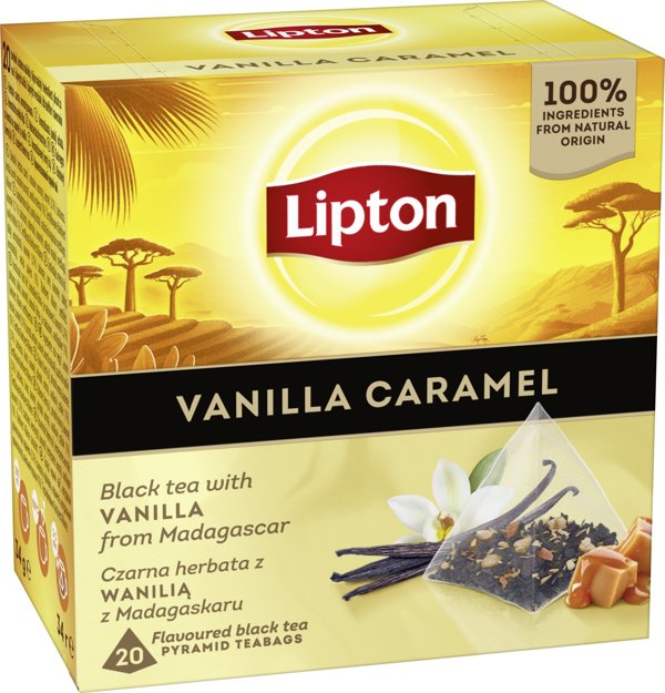 Lipton Τσάι LIPTON, πυραμίδες, μαύρο, βανίλια, 20 φακελάκια