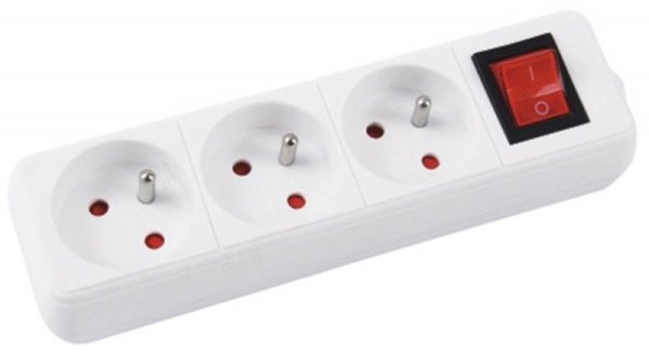 Office Products Πολύπριζο Ασφαλείας με Προστασία Υπέρτασης, 3 Υποδοχές, 3m, Λευκό
