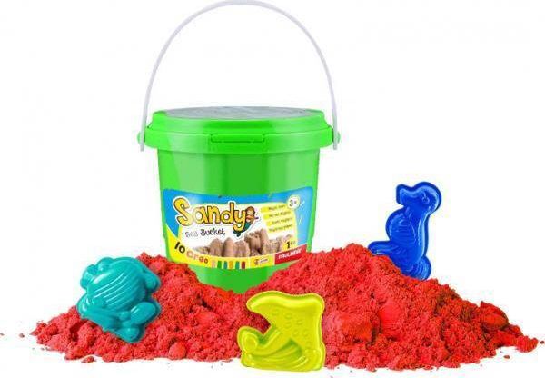 Lisciani Κινητική Άμμος σε Κουβά, 1kg, Κόκκινη με 5 Φορμάκια για Δημιουργικό Παιχνίδι
