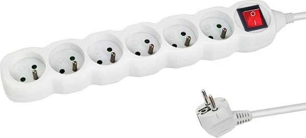 Esperanza ELK218W Πολύπριζο 6 Θέσεων με Διακόπτη, 3m, Λευκό