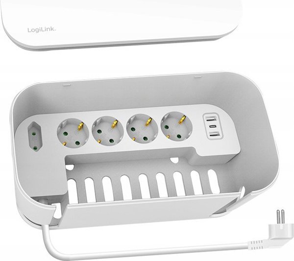 Πολύπριζο LOGILINK LogiLink Kabelbox με 5 υποδοχές USB/Schuko λευκό