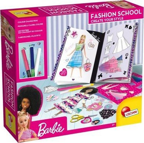 Lisciani Barbie Fashion School - Σετ Σχεδιασμού Μόδας με 4 Βιβλία, Μαρκαδόρους και Αυτοκόλλητα