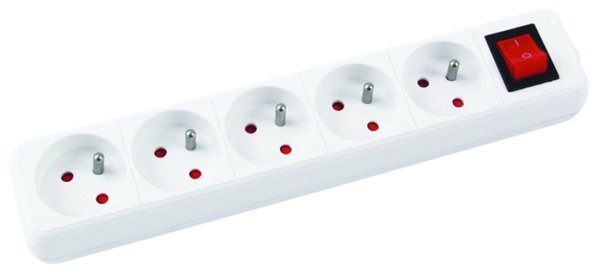Office Products Πολύπριζο Ασφαλείας με Προστασία Υπέρτασης, 5 Υποδοχές, Καλώδιο 3m, Λευκό