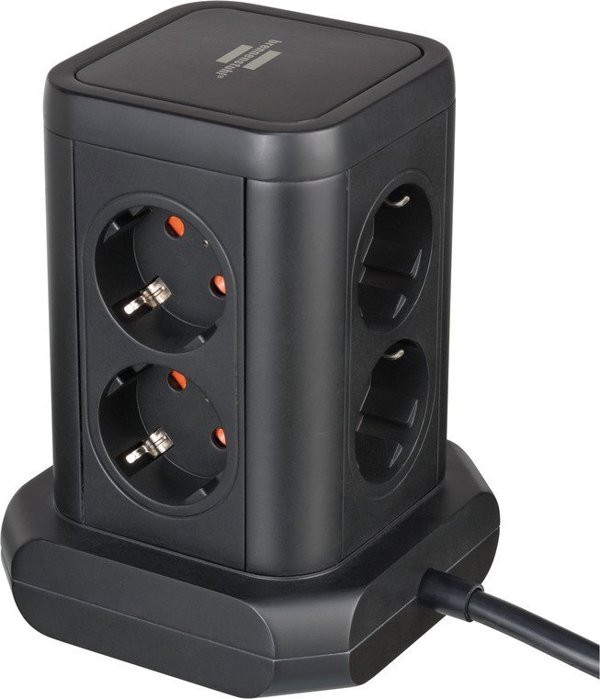 Brennenstuhl Socket tower 8-fold with 4x USB black 2m H05VV-F3G1.5 (1153560000) (BNN1153560000)