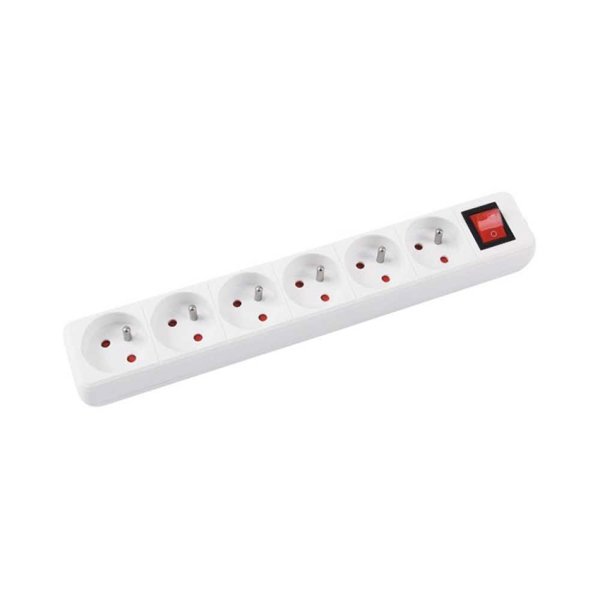 Πολύπριζο Office Products Ασφαλείας 6 Θέσεων, Προστασία Υπέρτασης, με Καλώδιο 1.5m, Λευκό
