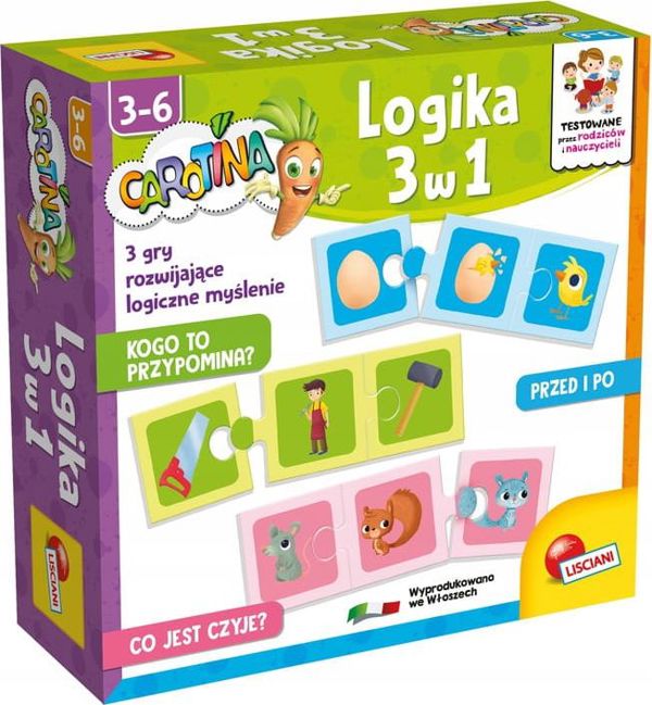 Lisciani Carotina Logika 3 σε 1 - Εκπαιδευτικό Παιχνίδι Προσχολικής Ηλικίας με 24 Παζλ για Παιδιά 3+ Ετών