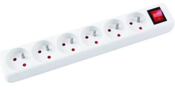 Office Products Πολύπριζο Ασφαλείας με Προστασία Υπέρτασης, 6 Υποδοχές, Καλώδιο 5m, Λευκό