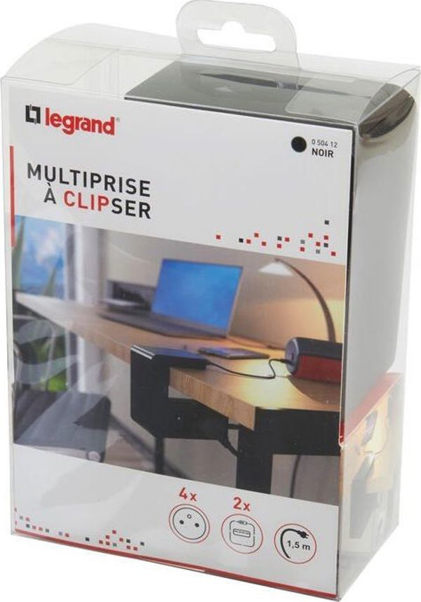 Πολύπριζο Legrand Klip προστασίας από υπερτάσεις 4 υποδοχές 1.5 m μαύρο (050412)