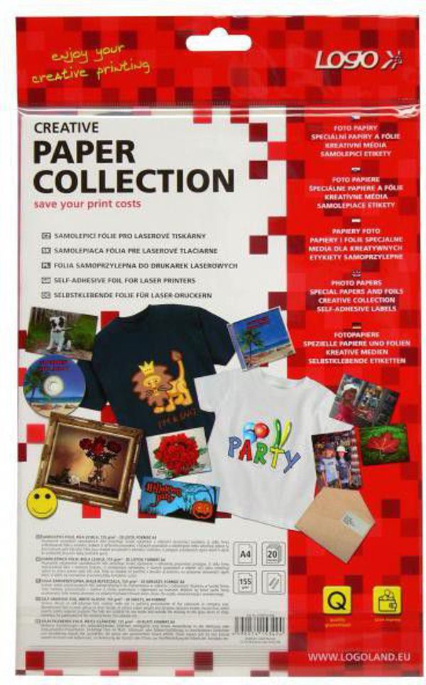 LOGO Αυτοκόλλητο χαρτί, λευκό, γυαλιστερό, A4, 155 g/m2, 20 φύλλα (15342)