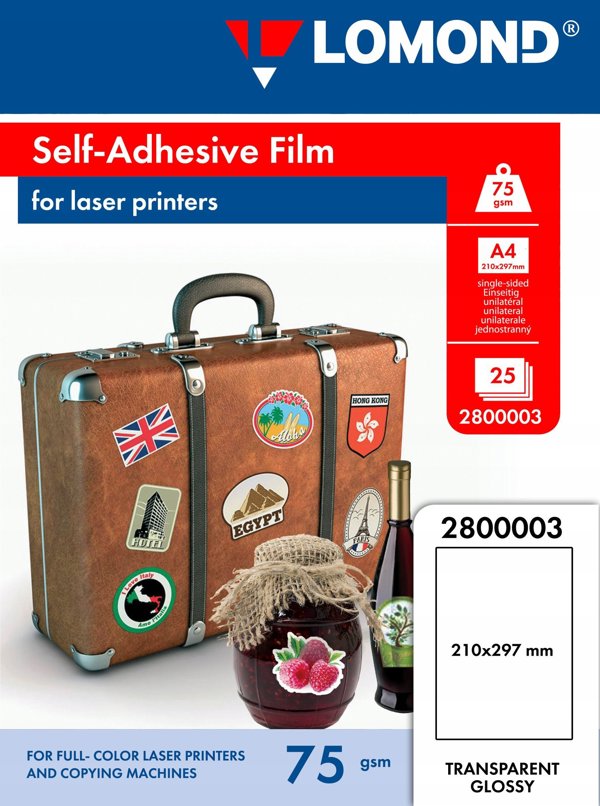 Φιλμ Laserjet PET Lomond Αυτοκόλλητο Διαφανές Γυαλιστερό A4, 25 φύλλα