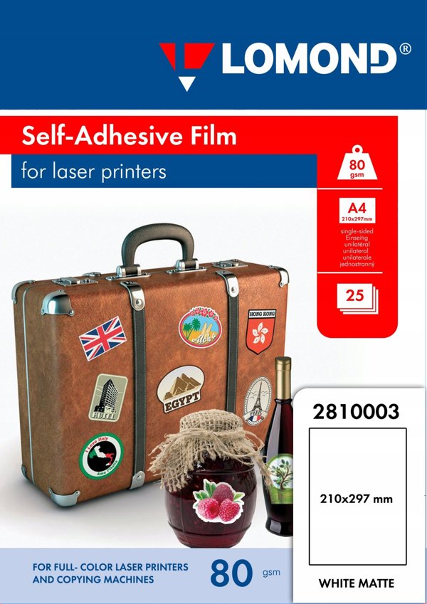 Lomond Lomond PET Laserjet Αυτοκόλλητο Ματ Α4 με Λευκή επίστρωση, 25 φύλλα 13831896 8586024253209