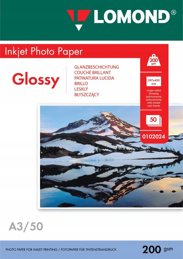 Χαρτί Εκτύπωσης Φωτογραφιών Lomond Lomond Glossy 200 g/m2 A3, 50 φύλλα