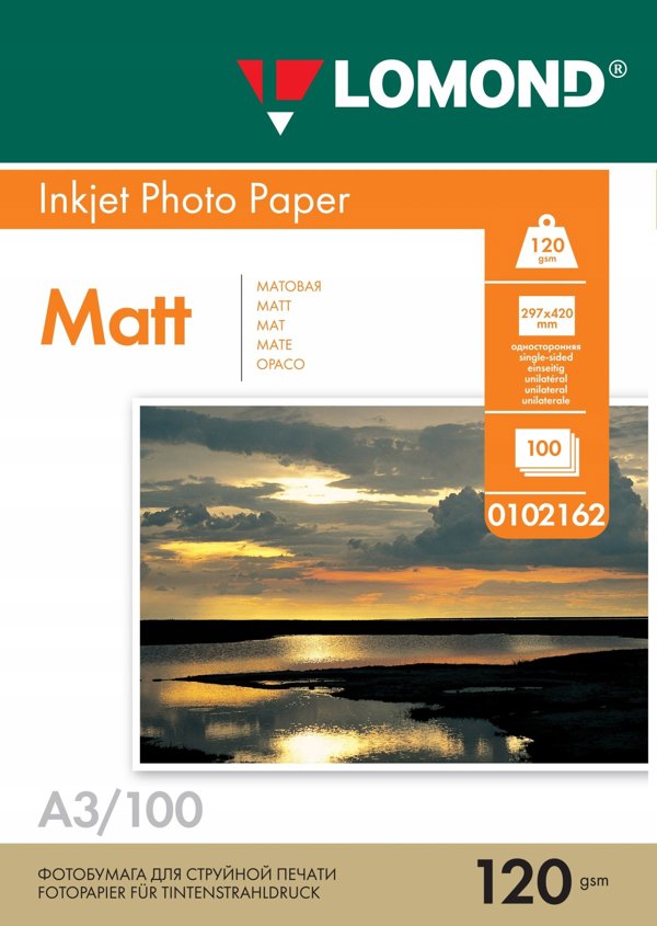 Χαρτί Εκτύπωσης Φωτογραφιών Inkjet Lomond Matte 120 g/m2 A3, 100 φύλλα