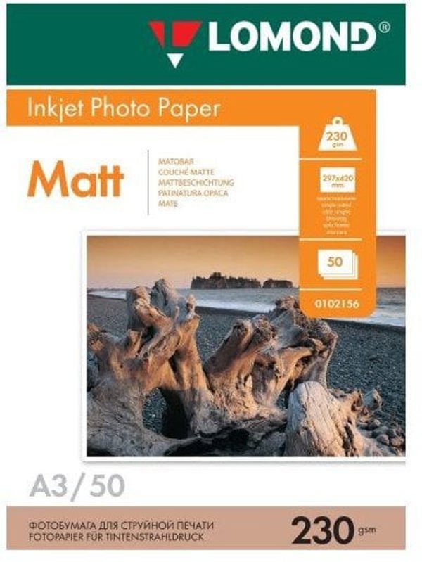Χαρτί Εκτύπωσης Φωτογραφιών Inkjet Matte Lomond 230 g/m2 A3, 50 φύλλα