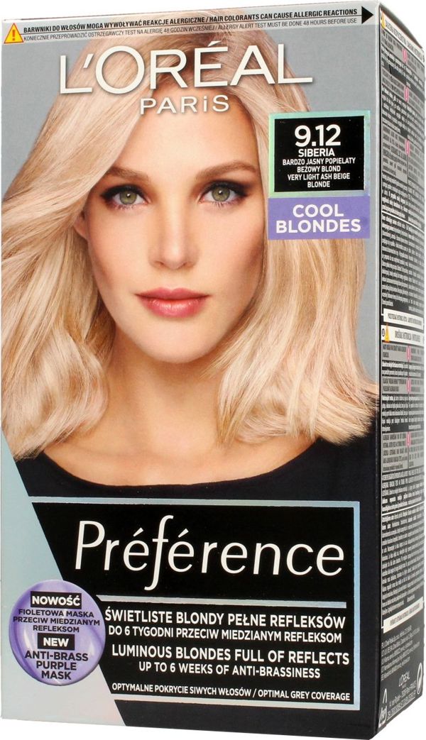 L’Oreal Paris Préférence Βαφή Μαλλιών 9.12 Siberia – Πολύ Ανοιχτό Σταχτί Μπεζ Ξανθό, 1τμχ