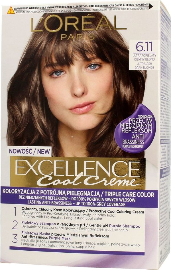 L’Oreal Paris Excellence Creme 6.11 Ultra Ash Dark Blonde Κρέμα Βαφής Μαλλιών με Τριπλή Φροντίδα