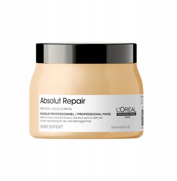 Μάσκα Κρέμας Περιποίησης Μαλλιών L'Oreal Professionnel, Serie Expert Absolut Repair, Πρωτεΐνη + Χρυσή Κινόα, Άμεση Αναδόμηση, 500 ml Για Γυναίκες