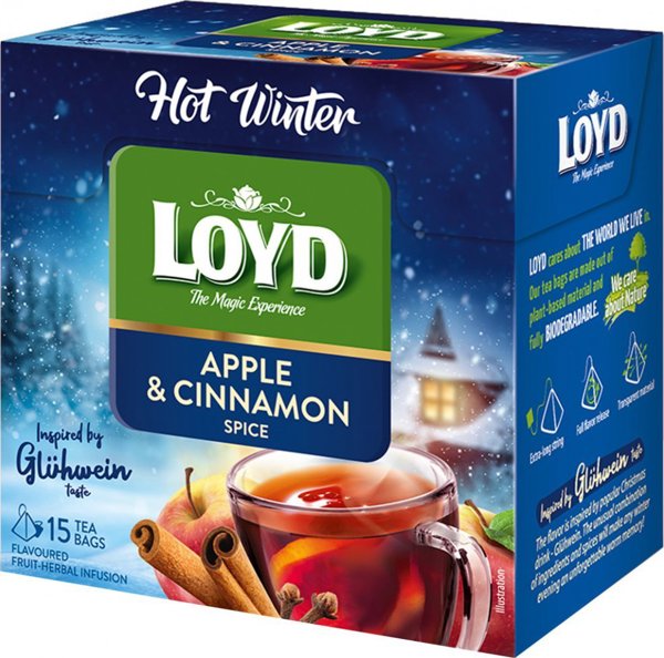 Τσάι Loyd Hot Winter μήλο κανέλα σε πυραμίδα 15 φακελάκια