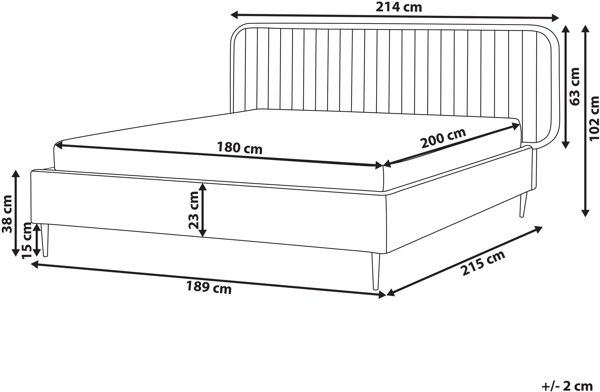 Κρεβάτι Βελούδι BRIN 180 x 200 cm Μπεζ-Γκρι