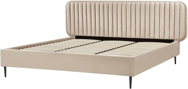 Κρεβάτι Βελούδι BRIN 180 x 200 cm Μπεζ-Γκρι