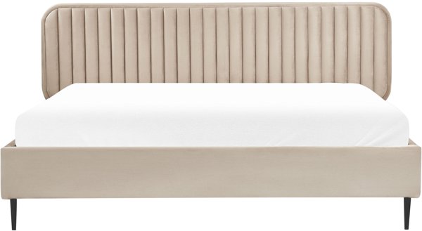 Κρεβάτι Βελούδι BRIN 180 x 200 cm Μπεζ-Γκρι