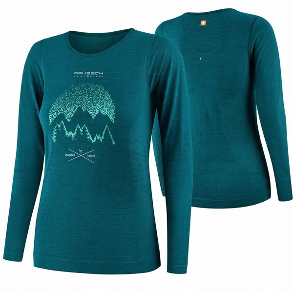 Γυναικεία μπλούζα με μακρύ μανίκι OUTDOOR WOOL PRO πράσινο S - ΓΚΟΡΥ 13