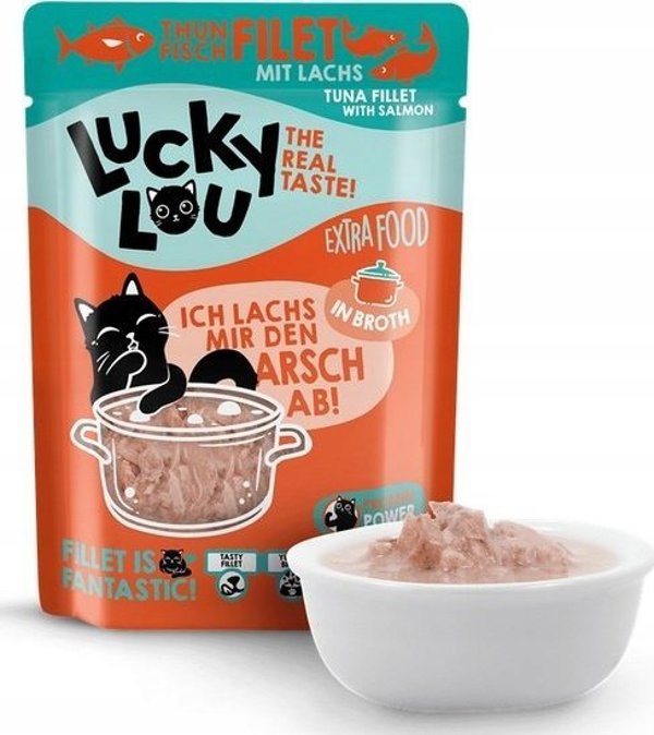 Lucky Lou Lucky Lou Extrafood Τόνος & σολομός σε ζωμό φακελάκι 70g
