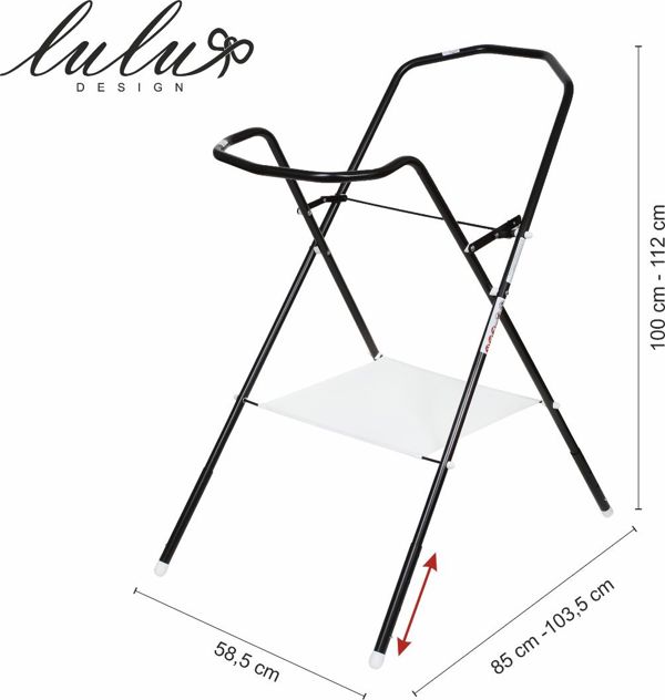 Lulu Design Βάση Μπανιέρας Μωρού 84cm, Πτυσσόμενη, Μαύρο Χρώμα