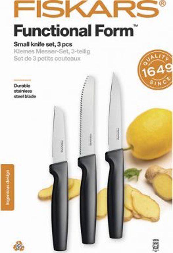 Fiskars Functional Form Σετ 3 Μαχαιριών 1057561, Ανοξείδωτο Ατσάλι, Μαύρο