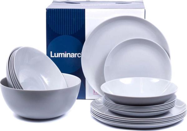 Luminarc Σετ Δείπνου Diwali 19 Τεμαχίων, Γκρι Πιάτα για 6 Άτομα