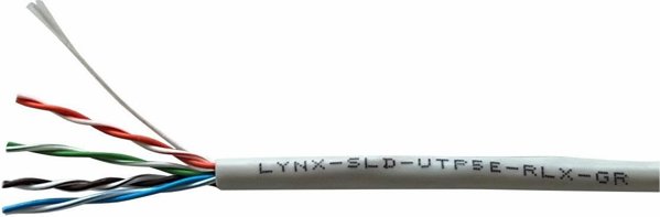 Lynx CS UTP kabel LYNX REELEX AIR, Cat5E, drát, PVC, Eca, šedý, 305m
