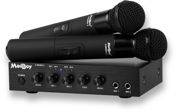Ζευγάρι ασύρματων μικροφώνων καραόκε Bluetooth MadBoy U-Remix 2 με μίκτη