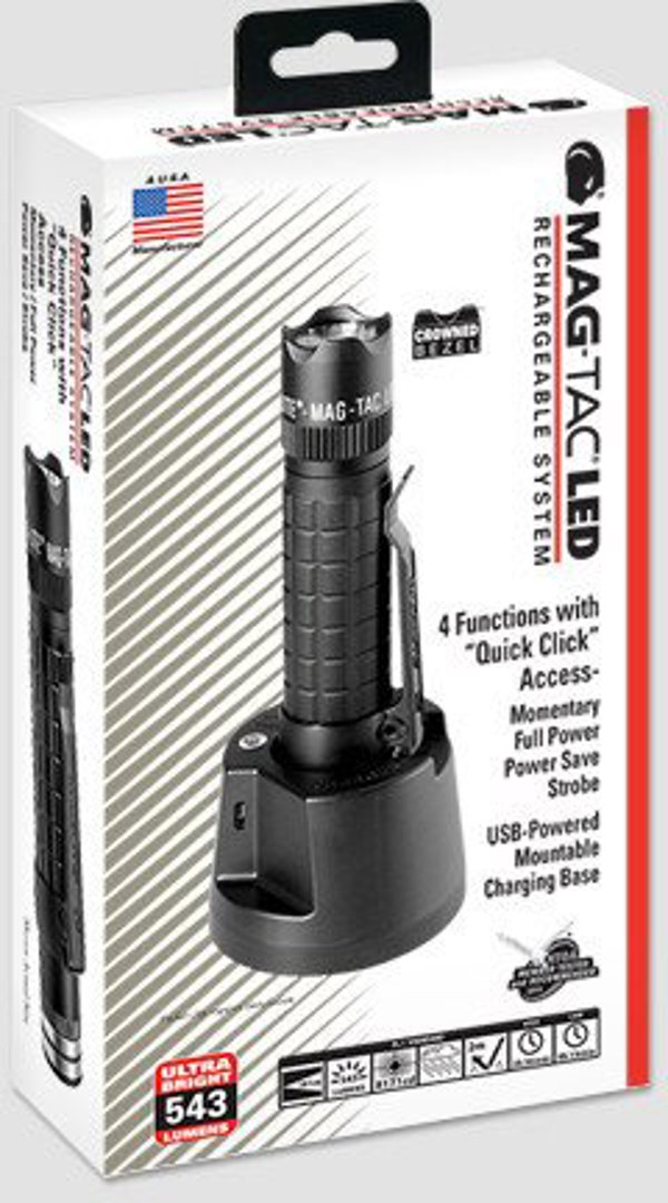Maglite Mag-Tac Επαναφορτιζόμενος με στεφάνη στέψης μαύρο