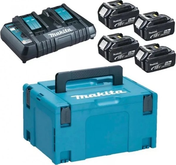 Makita Σετ Τροφοδοσίας 18V MAKPAC με Φορτιστή DC18RD και 4 Μπαταρίες BL1850 5.0Ah