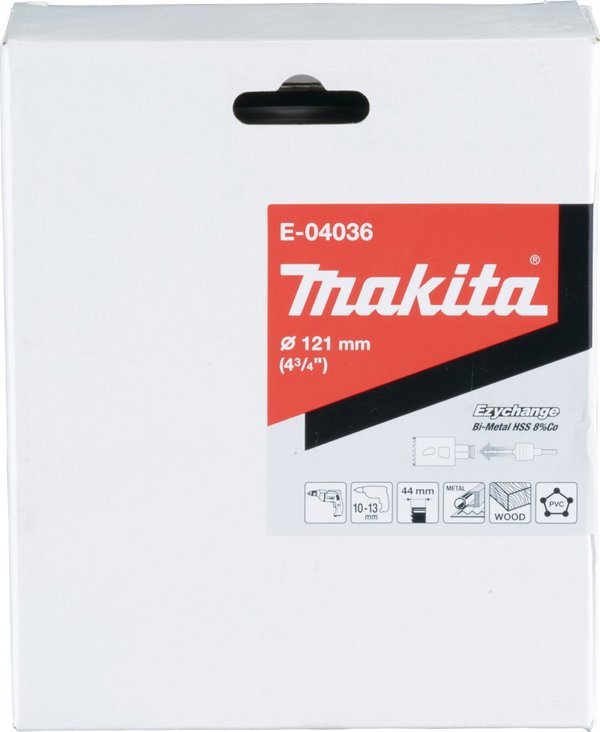 MAKITA OTWORNICA BIM HSS-Co 8% 121mm EZYCHANGE ΜΕΤΑΛΛΟ, ΧΑΛΥΒΑΣ, ΑΛΟΥΜΙΝΙΟ, ΞΥΛΟ, PVC