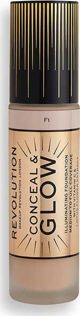 Makeup Revolution Conceal & Glow Foundation F1 - Υγρό Make-Up με Λάμψη, 23ml